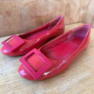 Roger Vivier Hot Pink Patent Leather Buckle Flats